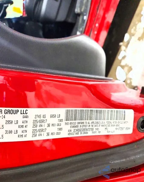 2014 Dodge Grand Caravan R/T z USA, uszkodzony, nr VIN 2C4RDGEG9ER472799